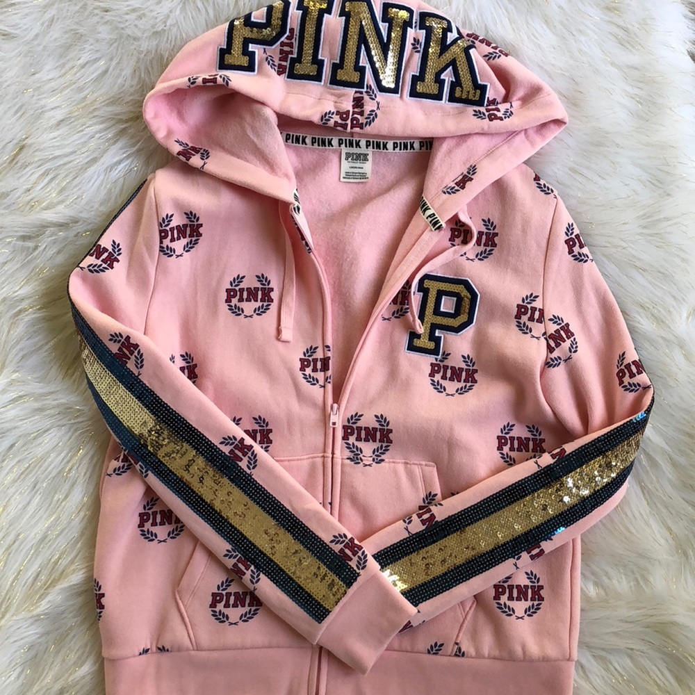 😘Sale! PINK vs Bling zip up Hoodie